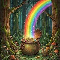 Pot met gouden Munten in het bos